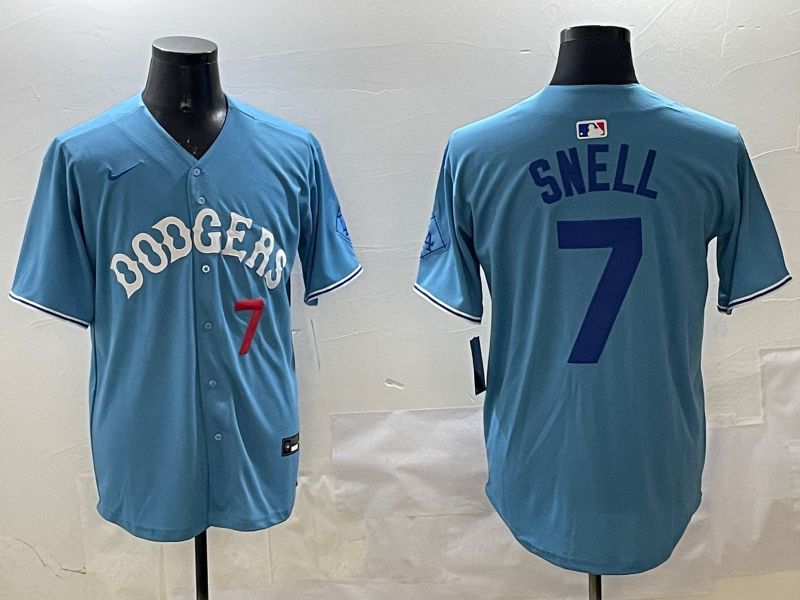 Men Los Angeles Dodgers #7 Snell Light Blue Joint Name 2025 Nike MLB Jersey style 22->los angeles dodgers->MLB Jersey